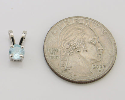 March Birthstone Pendant Set in 14k Solid White Gold