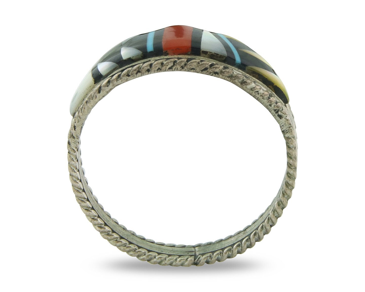 Vintage Zuni Ring 925 Sterling Natural Authentic Gemstone Signed T.S.W. Sz 10.25