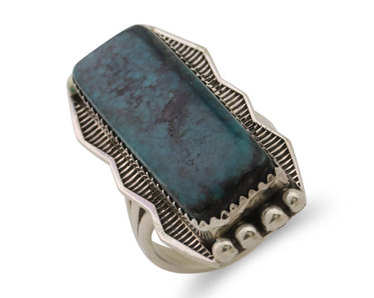 Navajo Hamdmade Ring 925 Silver Southwest Turquoise Signed D C.80's