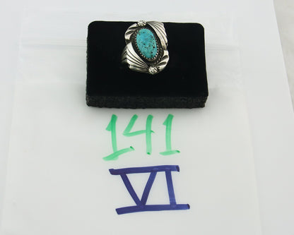 Traditional Navajo Ring Sterling Silver Authentic Turquoise Handmade Size 7.25