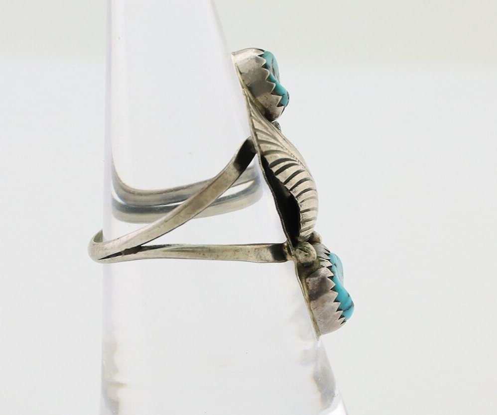 Navajo Handmade Ring 925 Silver Kingman Turquoise Native American Artist C.80's