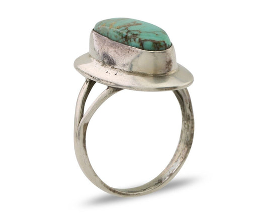Navajo Handmade Ring 925 Silver Blue Turquoise Artist Signed Kachina C.80's