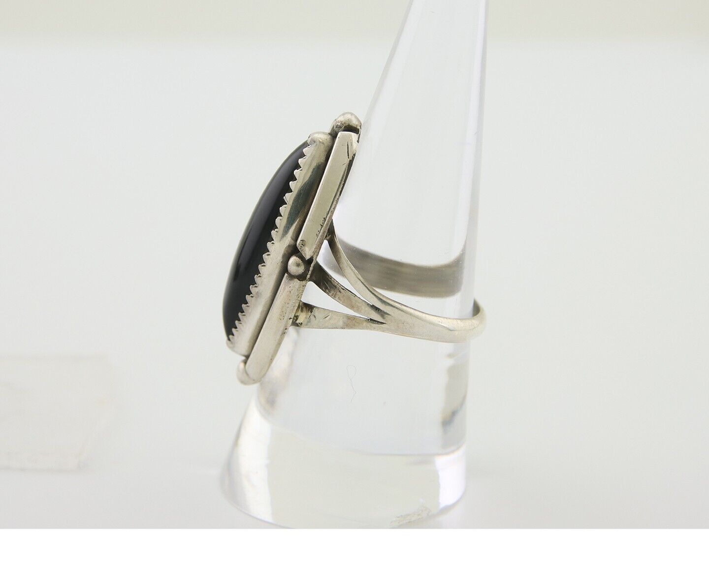 Navajo Handmade Ring 925 Silver Black Onyx Artist Signed SC C.80's