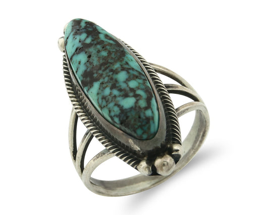 Vintage Navajo Ring 925 Sterling Silver Turquoise Signed MP Size 6.25