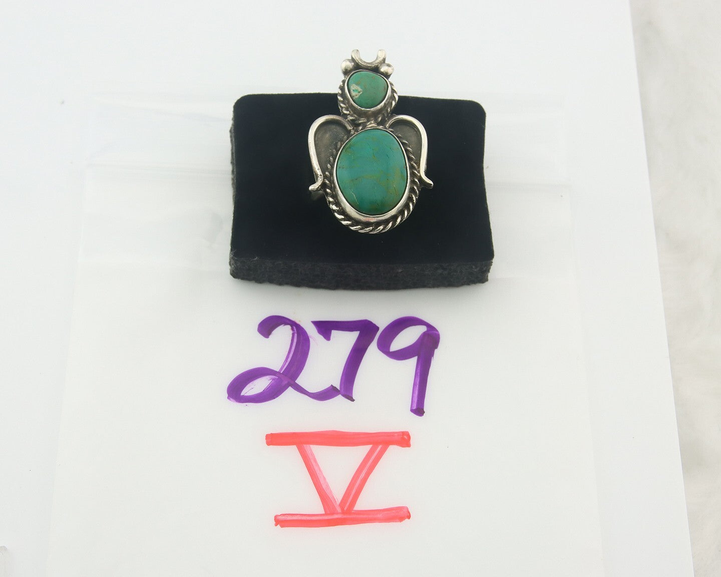 Vintage Navajo Angel Ring 925 Sterling Turquoise Artist Signed Size 8.25