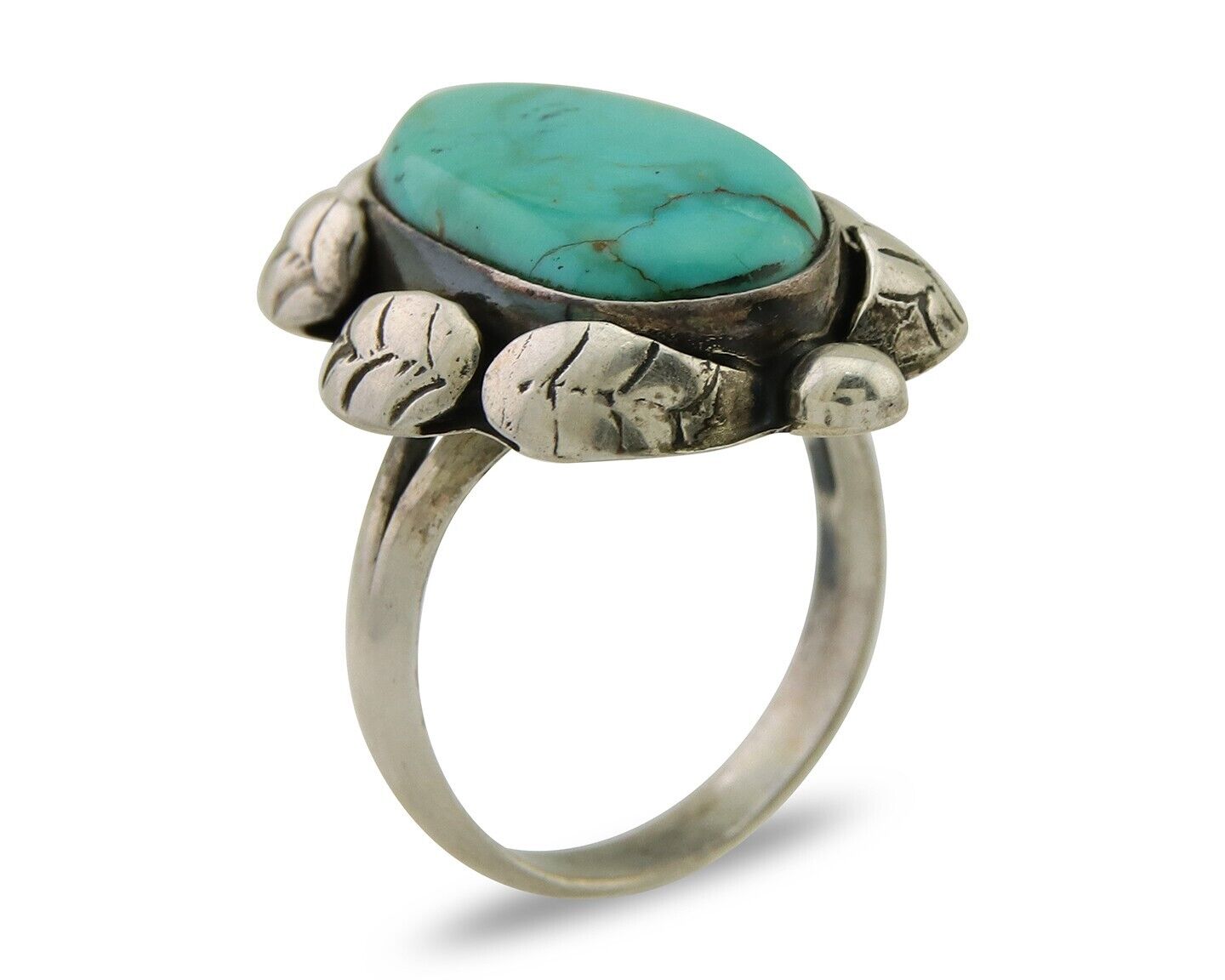 Navajo Handmade Ring 925 Sterling Silver Turquoise Native American Artist C.80's