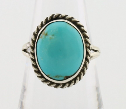 Navajo Ring 925 Silver Natural Blue Turquoise Native American Artist C.80's