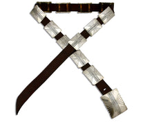 Navajo Concho Belt .925 Silver Signed BB Hand Stamped C.80's