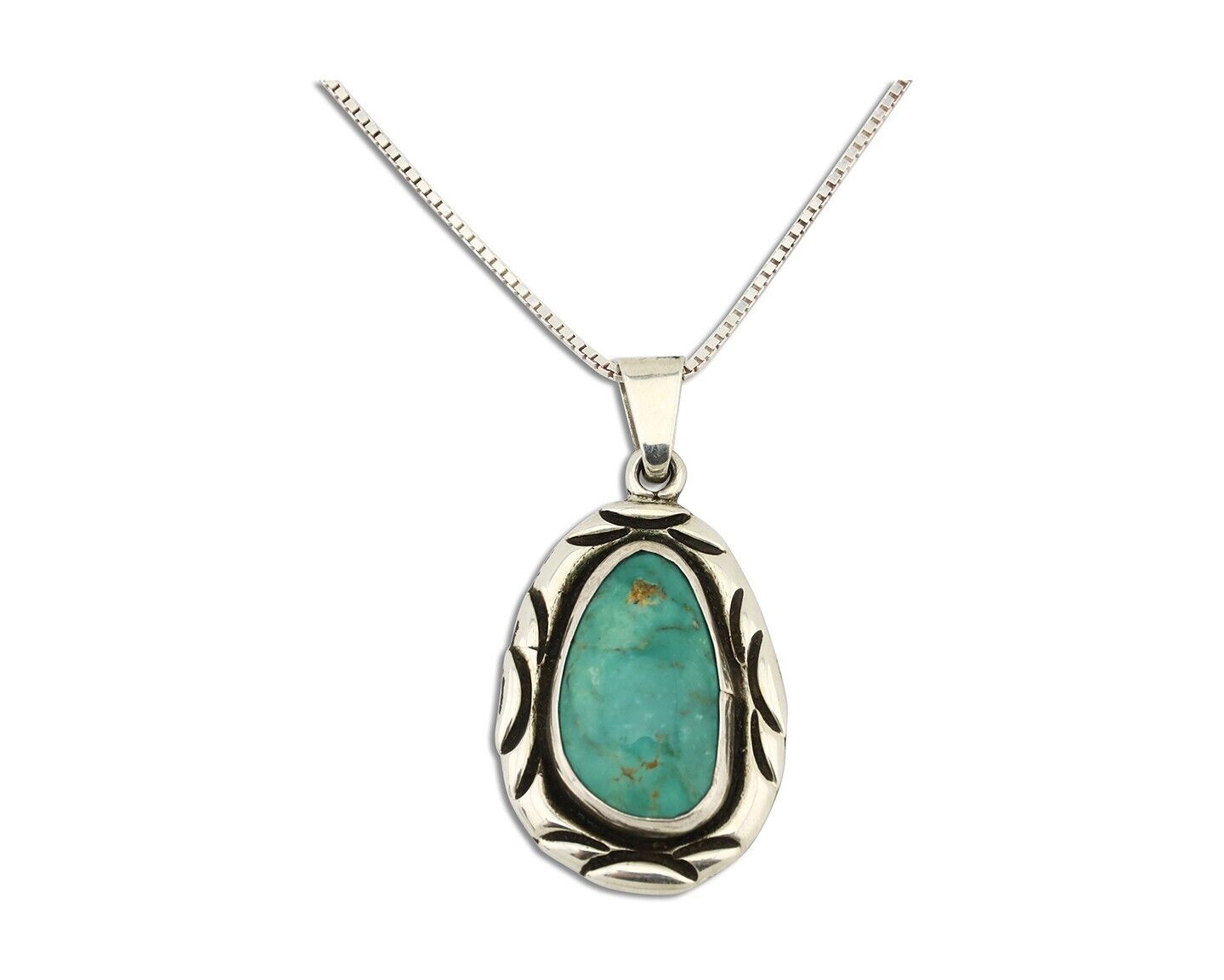 Navajo Necklace 925 Silver Kingman Turquoise Signed C Montoya C.80's