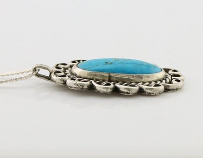 Navajo Necklace Pendant 925 Silver Turquoise Artist Wayne Etsitty C.80's