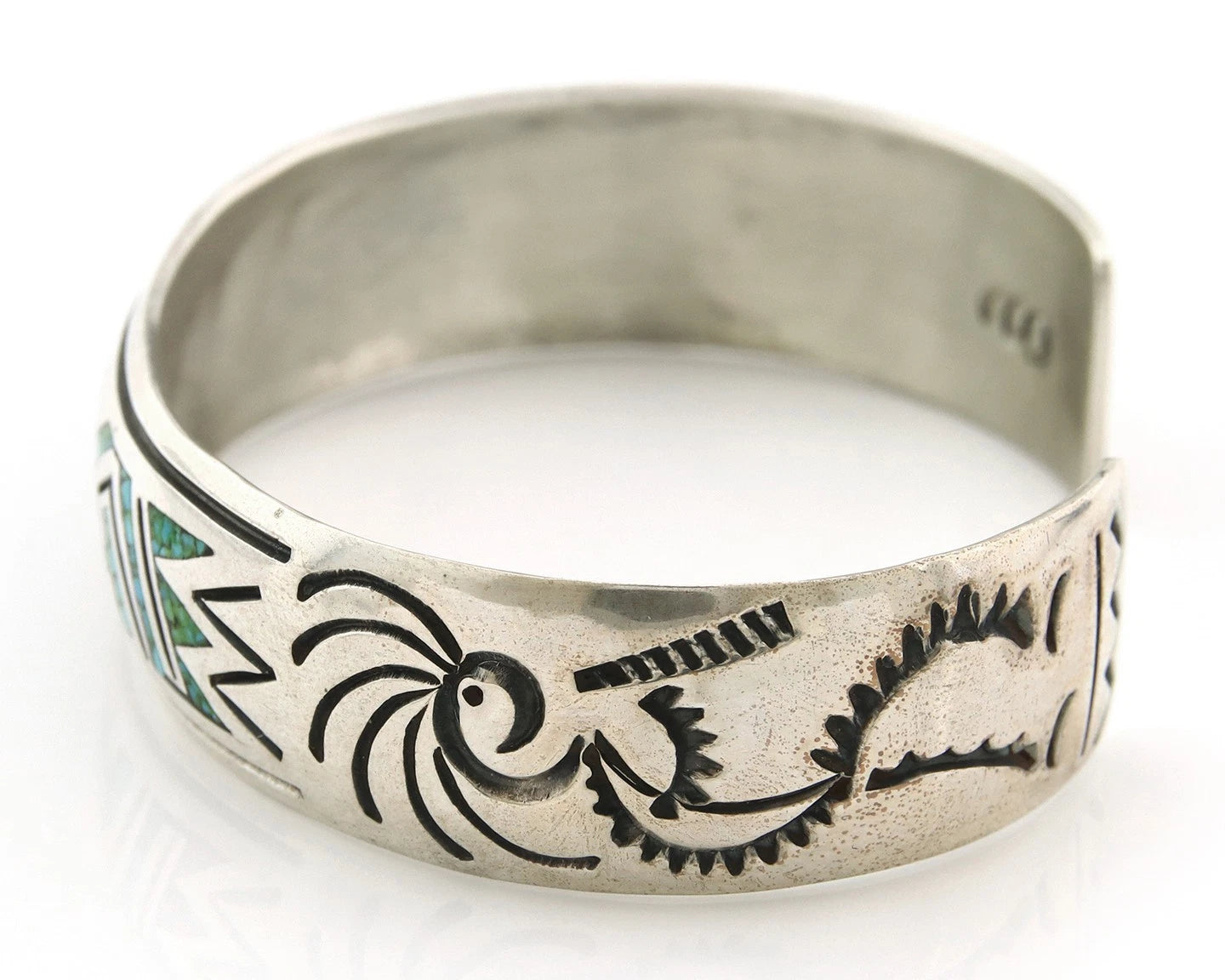 Navajo Cuff Bracelet Sterling Silver Authentic Turquoise Signed Stanley Bain