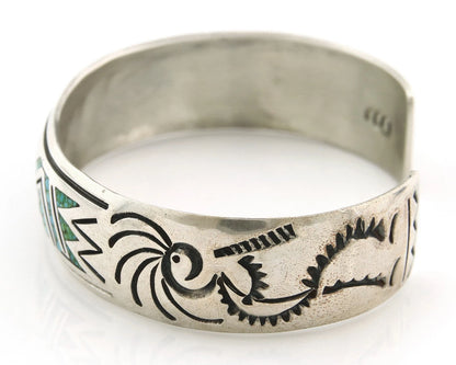 Navajo Cuff Bracelet Sterling Silver Authentic Turquoise Signed Stanley Bain