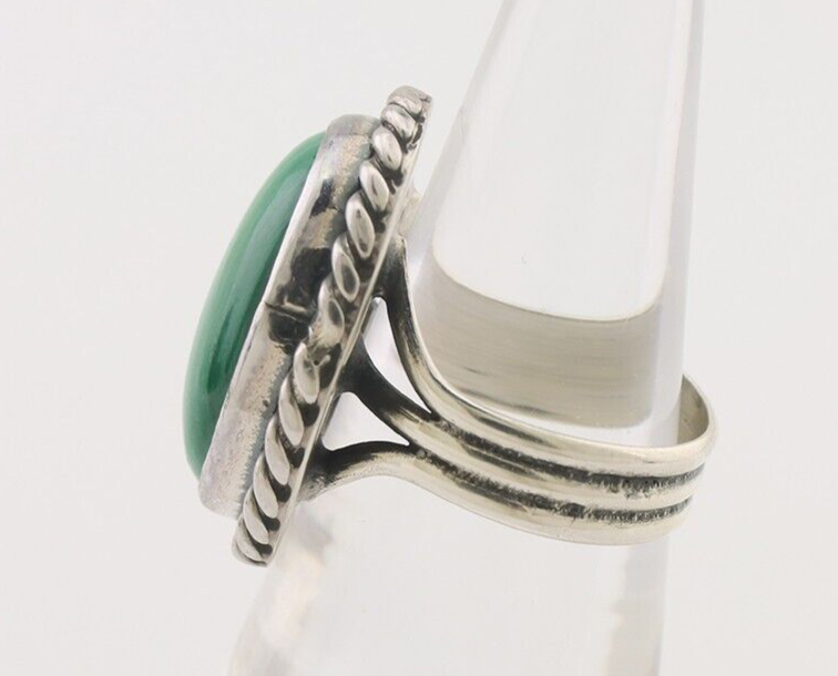 Navajo Ring 925 Silver Natural Malachite Native American Artist Size 7.25 C.80's