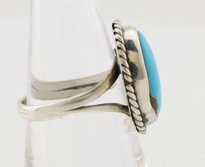 Navajo Ring 925 Silver Natural Blue Turquoise Native American Artist C.80's