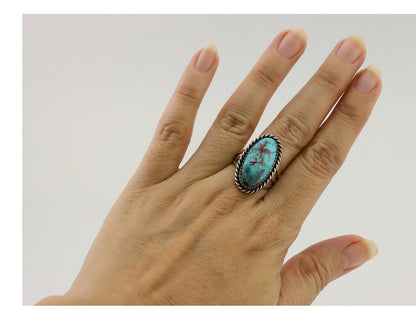 Navajo Ring 925 Silver Natural Turquoise Native American Artist C.80's