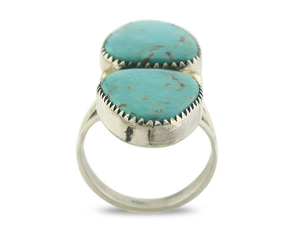 Navajo Ring 925 Sterling Natural Blue Turquoise Signed Begay C.80's