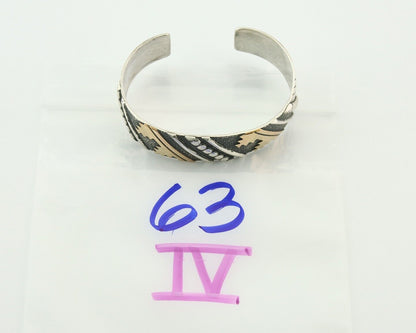 Navajo Bracelet Gold & 925 Silver Handmade 16 mm Wide Signed Thomas Singer C80s