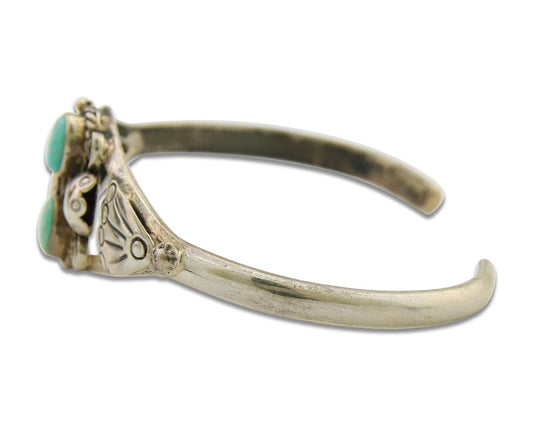 Navajo Bracelet 925 Silver Cuff Turquoise Handmade Native Artist C.80's