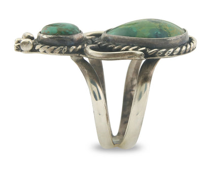 Vintage Navajo Ring 925 Sterling Authentic Turquoise Artist Signed Size 10.75