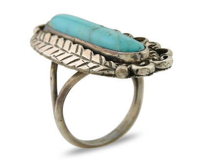 Navajo Ring .925 Sterling Blue Turquoise Artist Signed R Yazzie C.80's