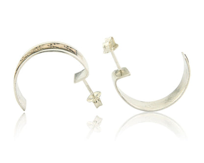 Navajo Hoop Earrings 925 Silver & Gold Artist Signed Randall Endito C.80's