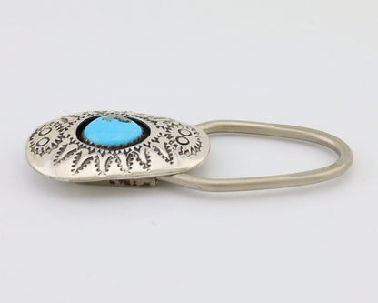 Navajo Key Chain .925 Silver Hand Stamped Native Artist C.80s