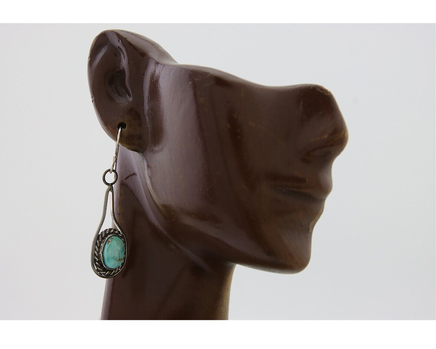 Navajo Dangle Earrings 925 Silver Natural Turquoise Native American Artist C.80s