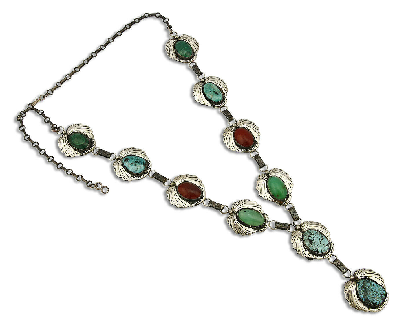 Navajo Handmade Necklace .925 Silver Gemstone Signed LL