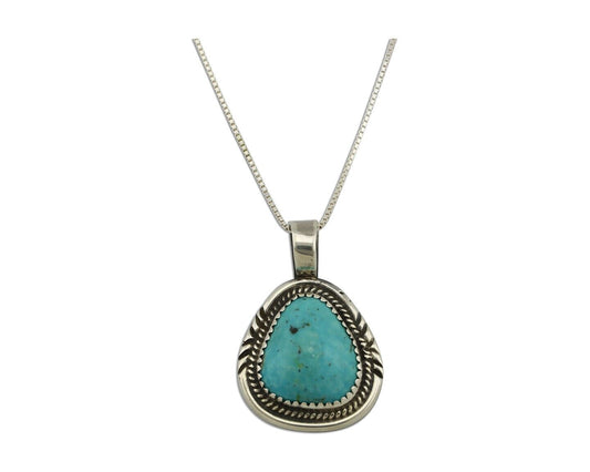 Navajo Necklace 925 Silver Kingman Turquoise Signed Anna Begay C.80's