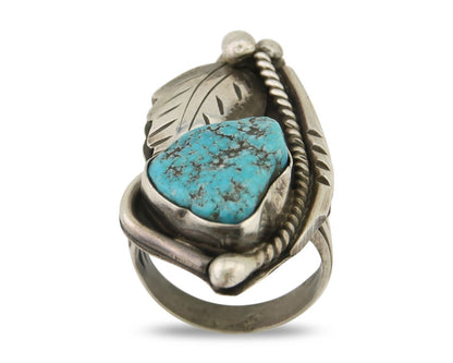Navajo Ring 925 Silver Natural Blue Turquoise Signed David Garcia C.80's