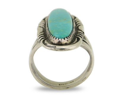 Navajo Hand Stamped Ring 925 Silver Turquoise Native Artist Begay C.80's