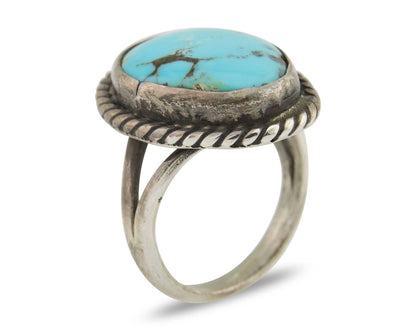 Navajo Handmade Ring 925 Silver Natural Turquoise Native Artist C.80's