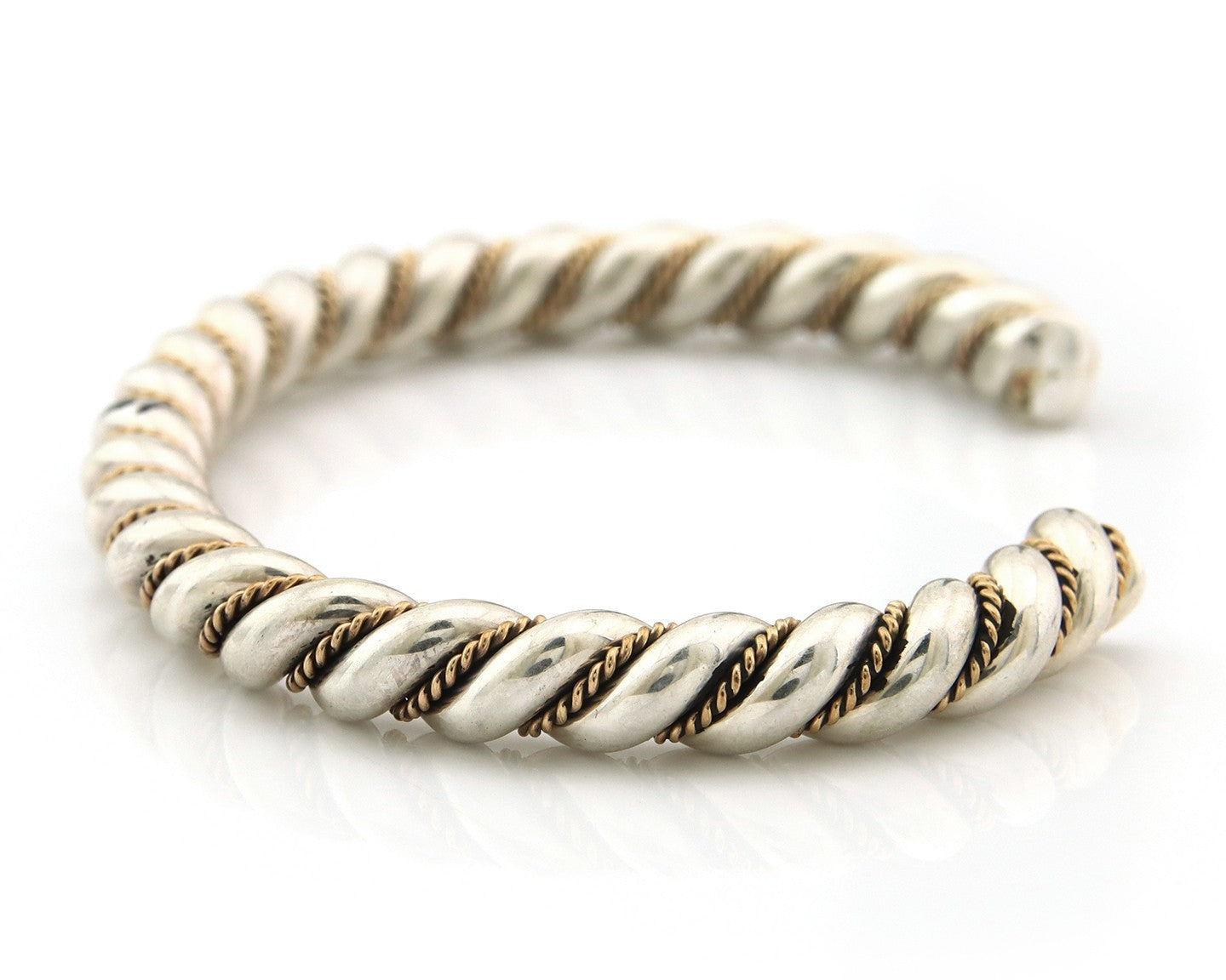 Navajo Twist Cuff Bracelet Sterling Silver Gold Authentic Vintage Native Artist