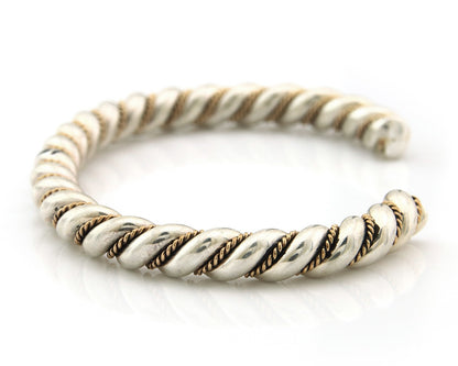 Navajo Twist Cuff Bracelet Sterling Silver Gold Authentic Vintage Native Artist