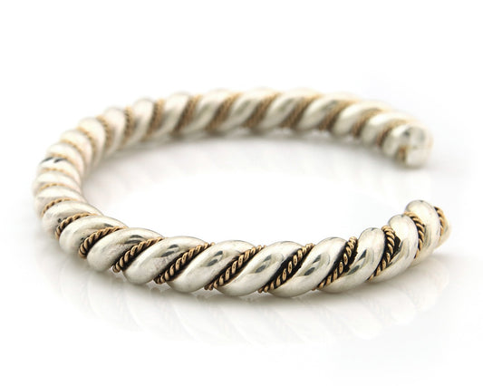 Navajo Twist Cuff Bracelet Sterling Silver Gold Authentic Vintage Native Artist