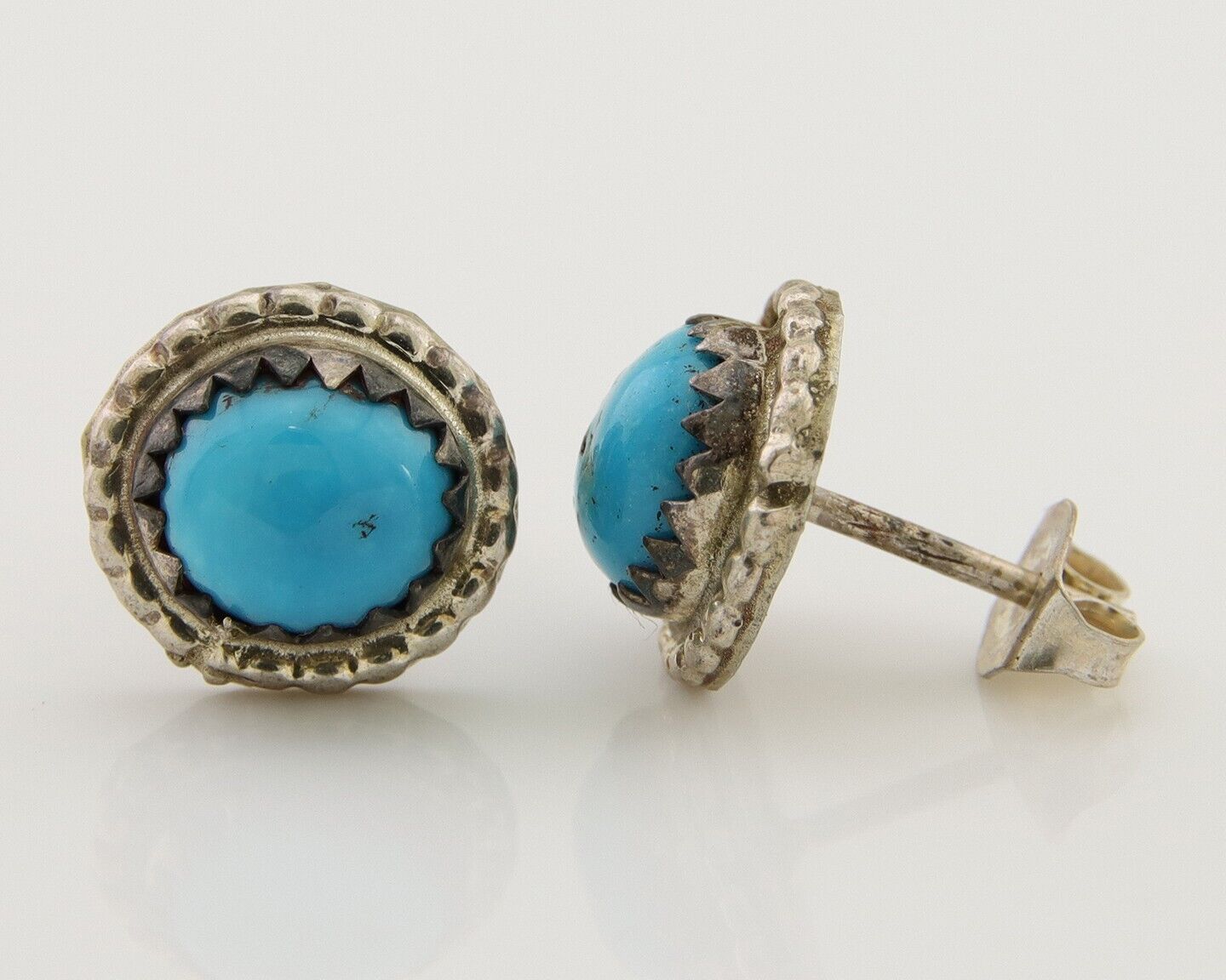 Navajo Earrings 925 Silver Blue Turquoise Native Artist C.80's