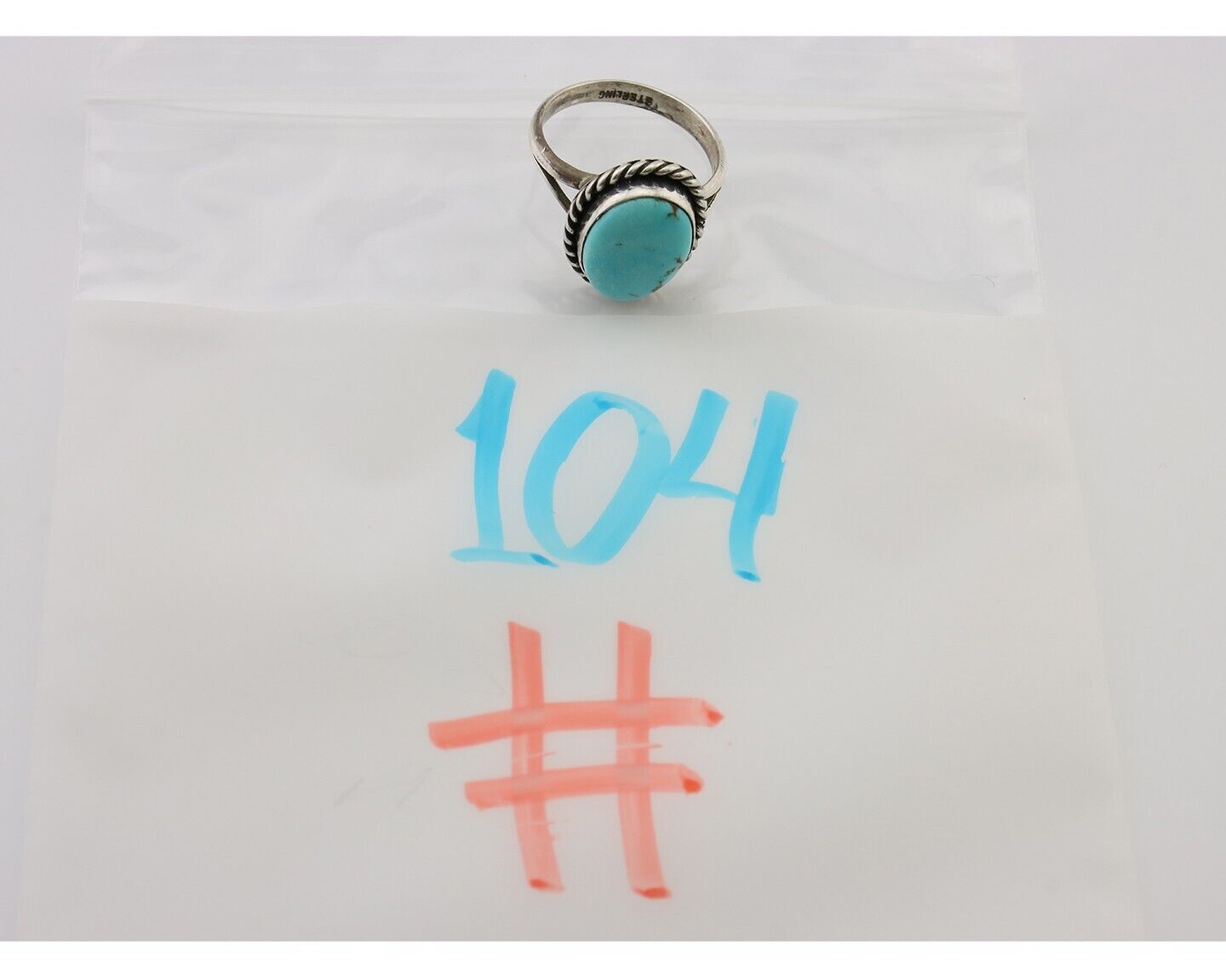 Navajo Ring 925 Silver Natural Blue Turquoise Native American Artist C.80's