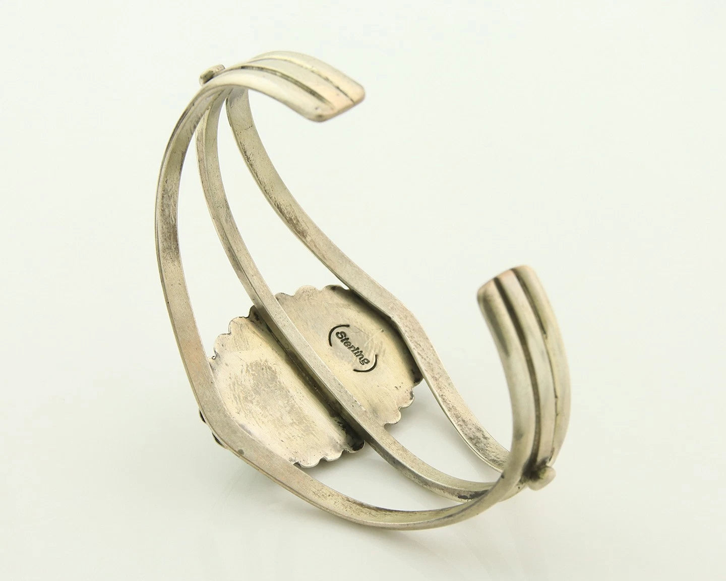 Navajo Cuff Bracelet Sterling Silver Black Onyx Handmade Vintage