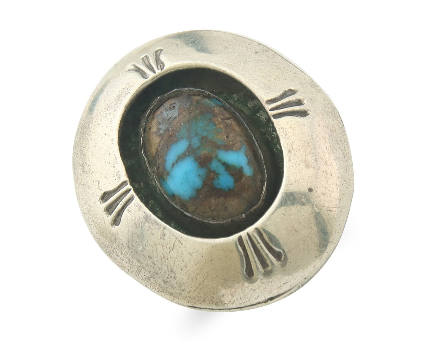 Vintage Ring 925 Sterling Authentic Traditional Bisbee Turquoise Size 7.5