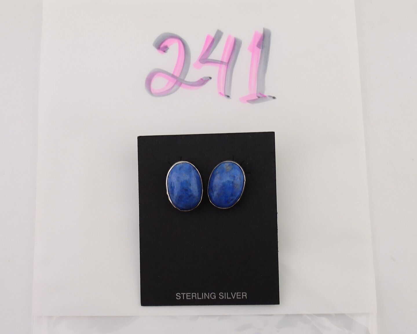 Navajo Dangle Earrings 925 Silver Denim Lapis Native American C.80's