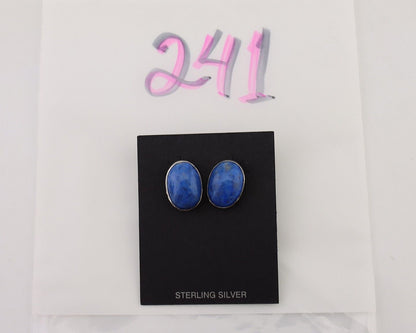 Navajo Dangle Earrings 925 Silver Denim Lapis Native American C.80's