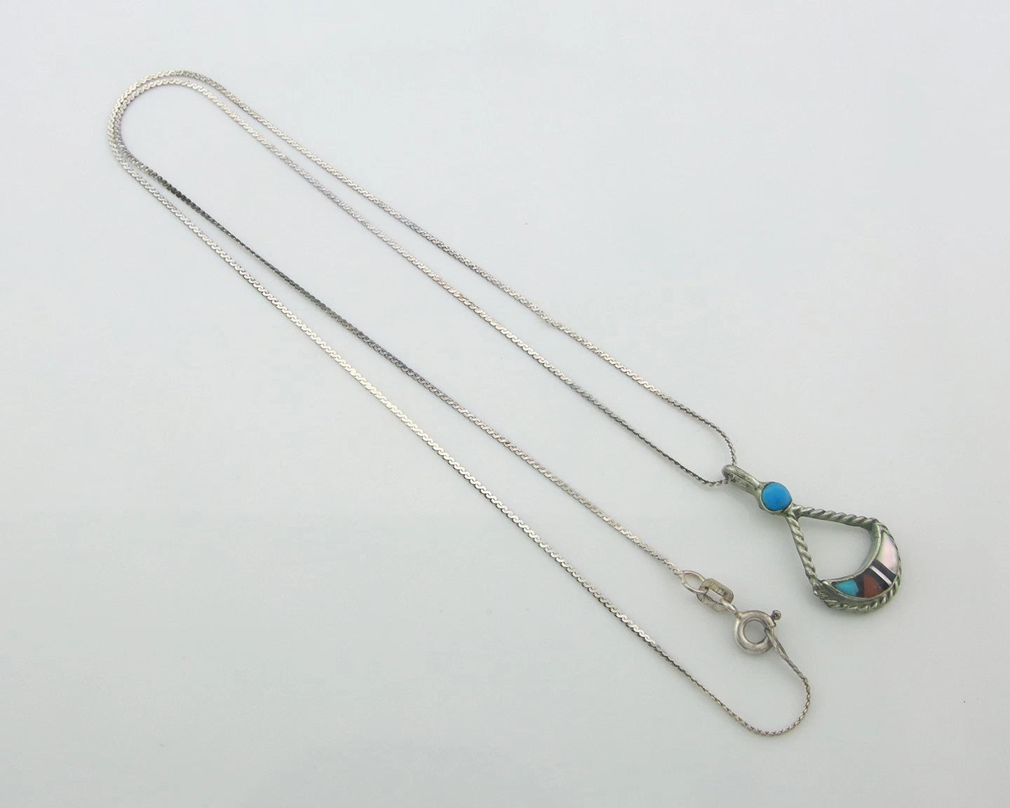 Navajo Necklace Sterling Silver Natural Blue Turquoise Vintage