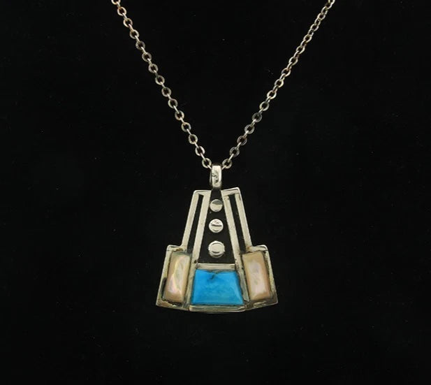 Navajo Necklace Sterling Silver Natural Blue Turquoise Vintage