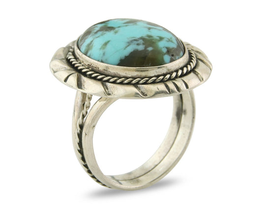 Vintage Navajo Ring 925 Sterling Silver Turquoise Handmade Size 8.25