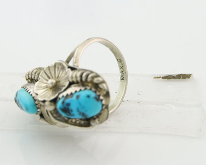 Vintage Navajo Ring Sterling Silver Authentic Turquoise Signed Max C Size 7.75