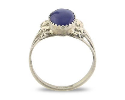 Navajo Ring 925 Sterling Natural Lapis Handmade Native Artist C.80's