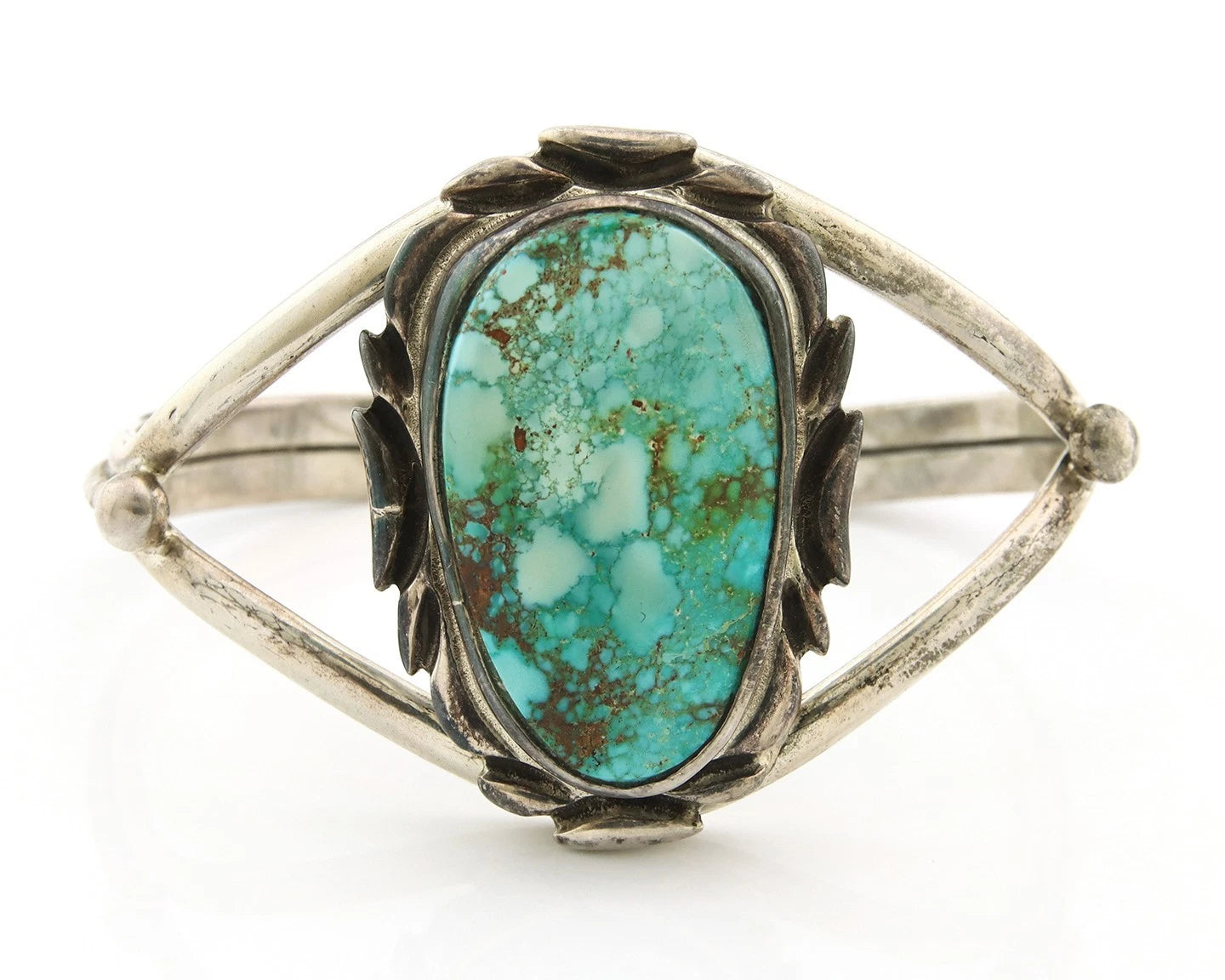 Navajo Cuff Bracelet Sterling Silver Vintage Turquoise Handmade Signed Gecko
