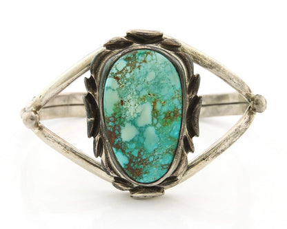 Navajo Cuff Bracelet Sterling Silver Vintage Turquoise Handmade Signed Gecko