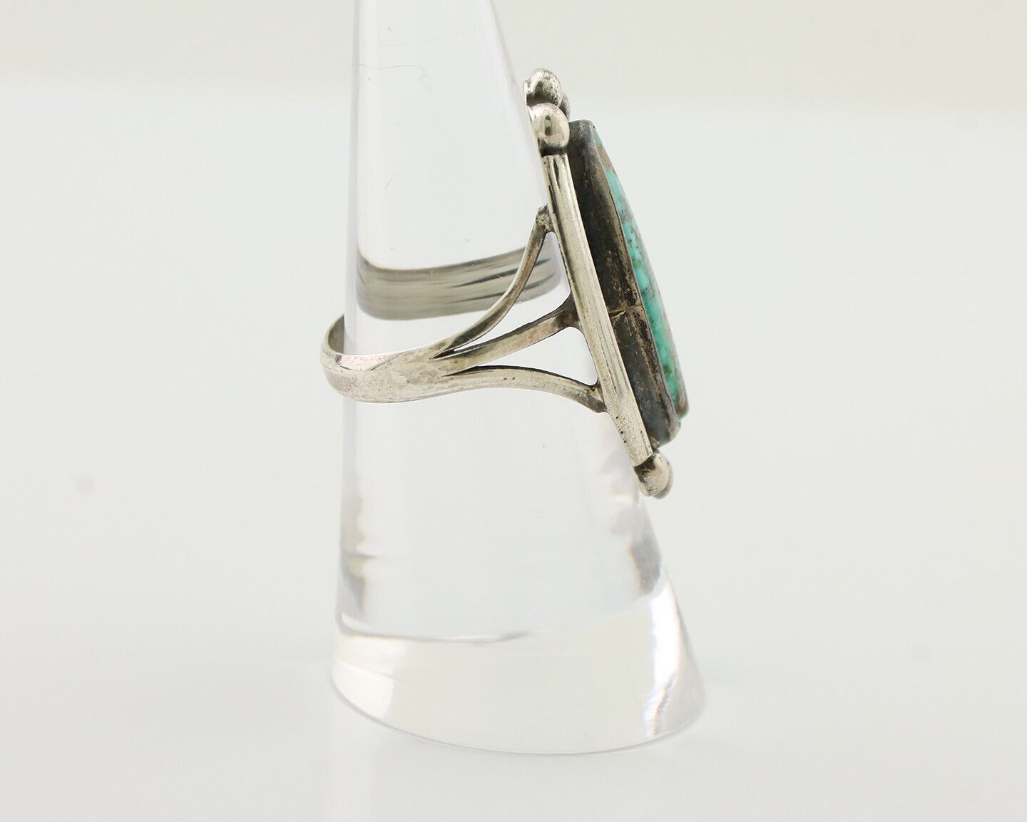 Navajo Royston Turquoise Ring 925 Silver Native Artist Signed Sunrise C.80's