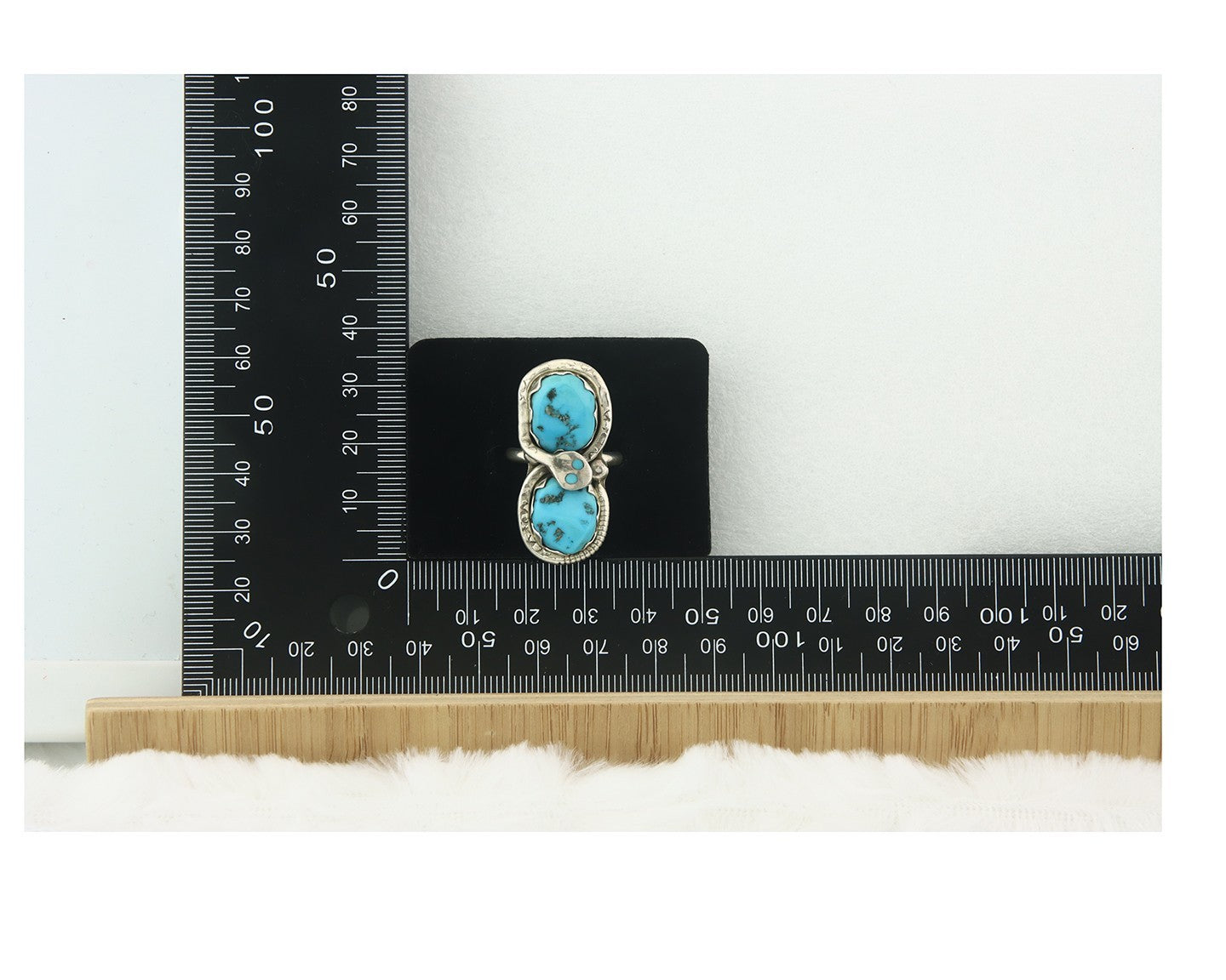 Vintage Zuni Ring 925 Sterling Silver Turquoise Signed Effie Calavasa Size 7.75